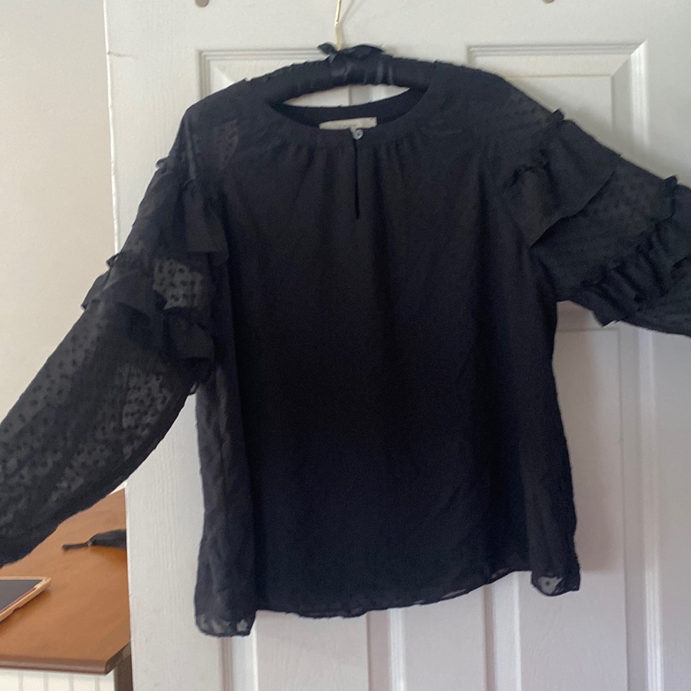 Loft medium black sheer sleeves blouse
